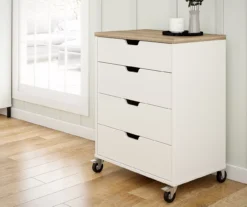 Evolution Vantage White & Weathered Oak 4-Drawer Storage Cart -COSCO Store 810597741 5