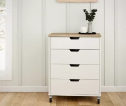 Evolution Vantage White & Weathered Oak 4-Drawer Storage Cart -COSCO Store 810597741 6