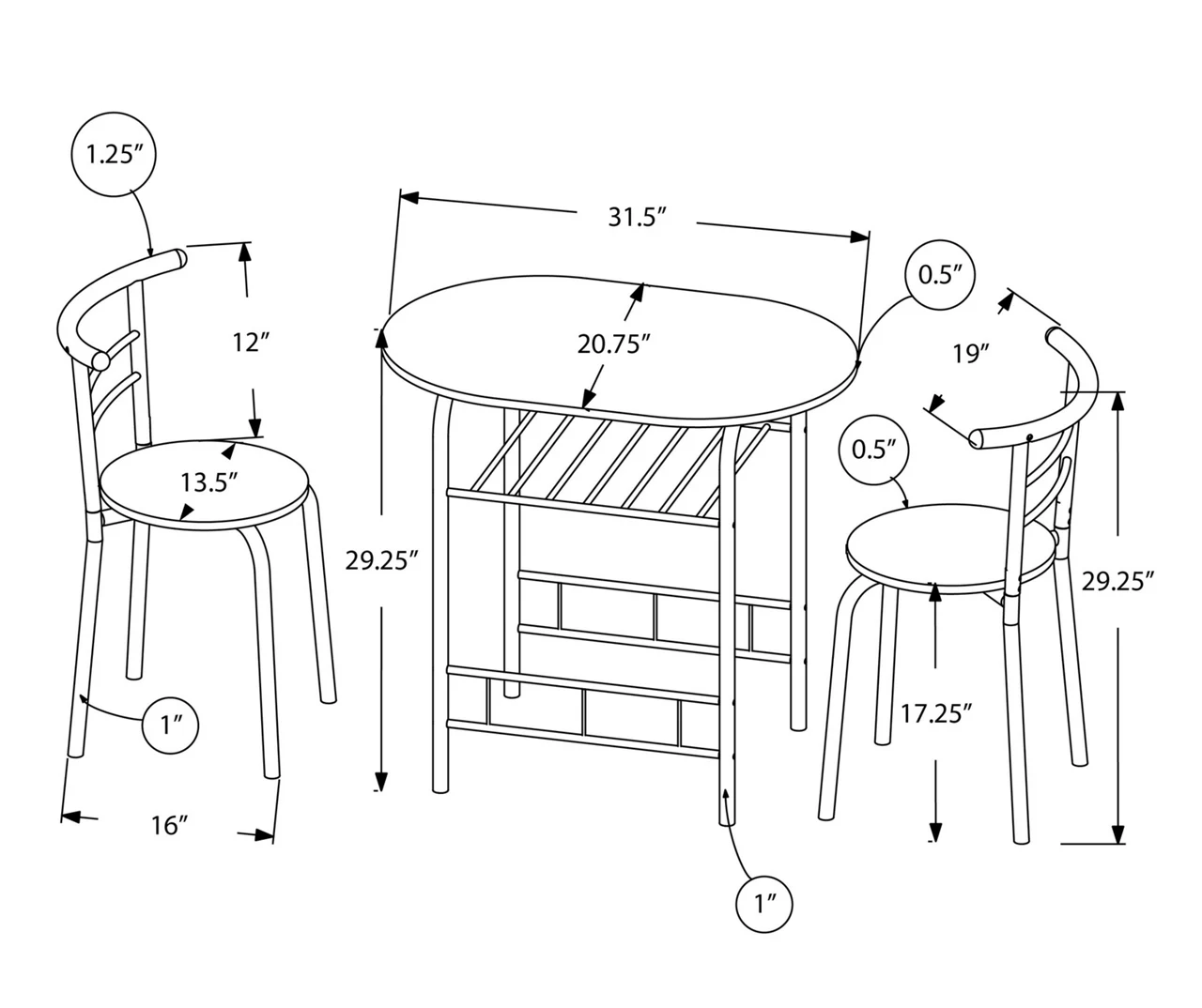 Monarch 3-Piece Dining Set 11 Monarch 3-Piece Dining Set - Image 9
