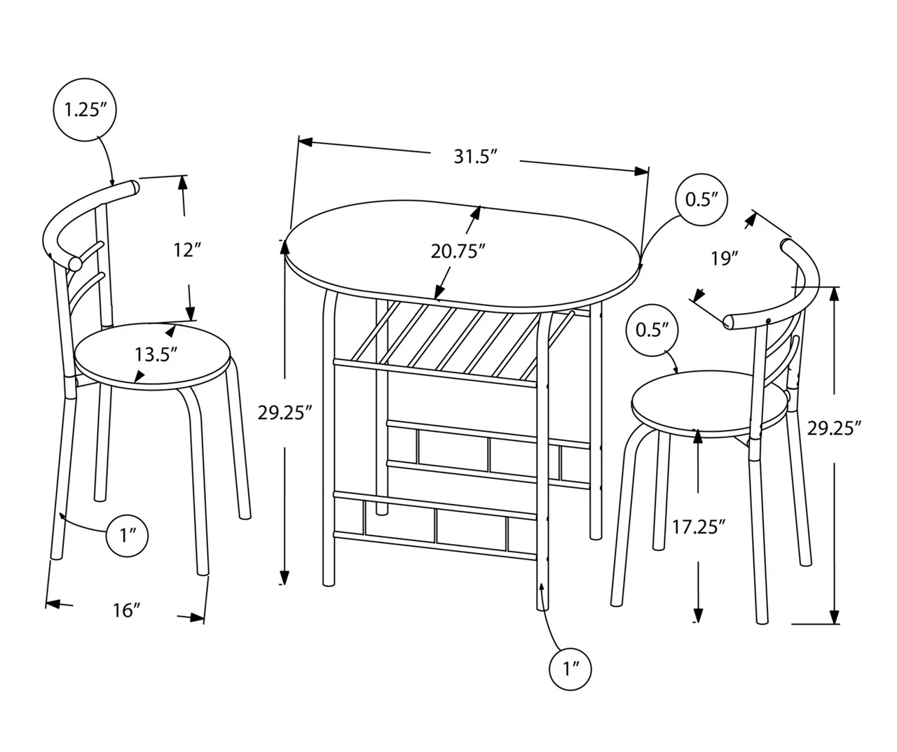 Monarch 3-Piece Dining Set 21 Monarch 3-Piece Dining Set - Image 19