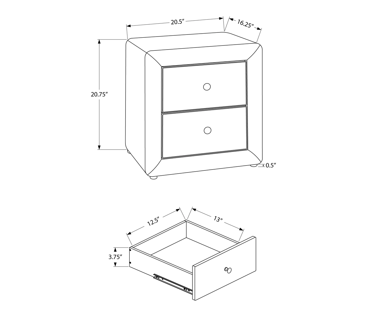 Monarch Linen Upholstered Nightstand 10 Monarch Linen Upholstered Nightstand - Image 8