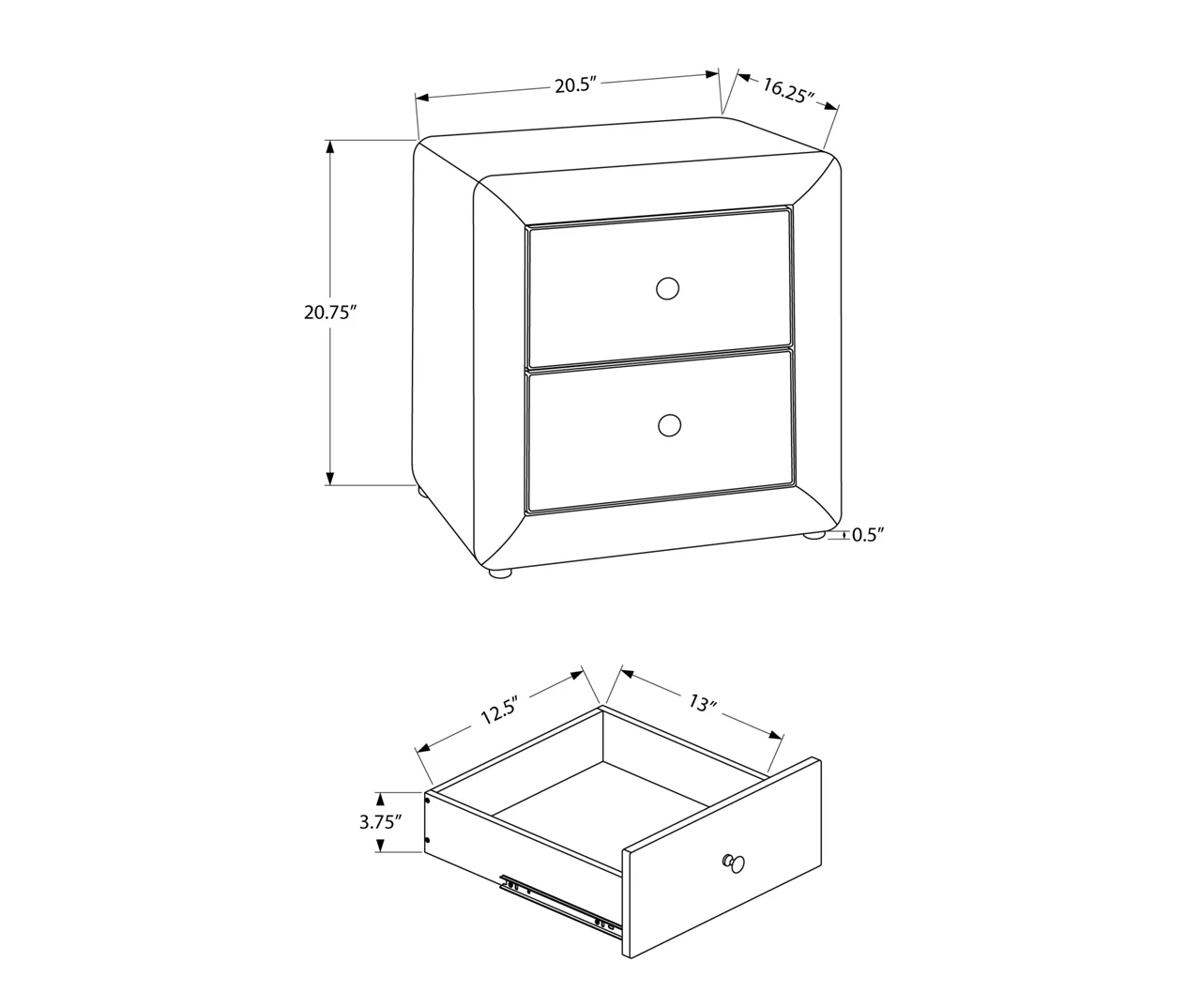 Monarch Linen Upholstered Nightstand 7 Monarch Linen Upholstered Nightstand - Image 5