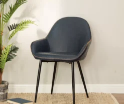 Mid-Century Modern Navy Faux Leather Dining Chairs, 2-Pack -COSCO Store 810598714 A0 3
