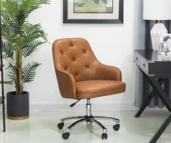 Caramel Brown Faux Leather Tufted Adjustable Office Chair -COSCO Store 810598931 A0 3