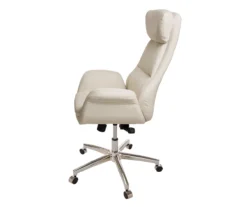 Cream Mid-Century Modern Faux Leather Executive Office Chair -COSCO Store 810598938 A0 4