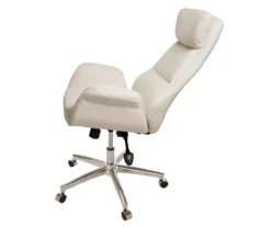 Cream Mid-Century Modern Faux Leather Executive Office Chair -COSCO Store 810598938 A0 5