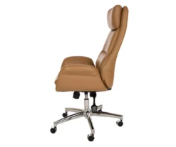Light Brown Mid-Century Modern Faux Leather Executive Office Chair -COSCO Store 810598939 A0 5