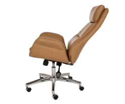 Light Brown Mid-Century Modern Faux Leather Executive Office Chair -COSCO Store 810598939 A0 6