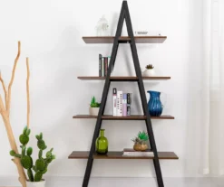 Walnut Modern A-Frame 4-Shelf Bookcase -COSCO Store 810598942 A0 3