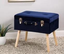 Glitzhome Velvet Suitcase Storage Stool -COSCO Store 810598944 A0 2