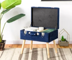 Glitzhome Velvet Suitcase Storage Stool -COSCO Store 810598944 A0 3