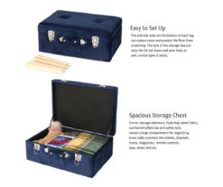 Glitzhome Velvet Suitcase Storage Stool -COSCO Store 810598944 A0 7