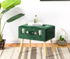 Glitzhome Velvet Suitcase Storage Stool -COSCO Store 810598947 A0 3