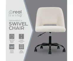 Cream Faux Wool Boucle Rolling Swivel Office Chair 18 Cream Faux Wool Boucle Rolling Swivel Office Chair -COSCO Store 810606674 A0 2