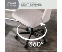 Cream Faux Wool Boucle Rolling Swivel Office Chair 20 Cream Faux Wool Boucle Rolling Swivel Office Chair -COSCO Store 810606674 A0 4