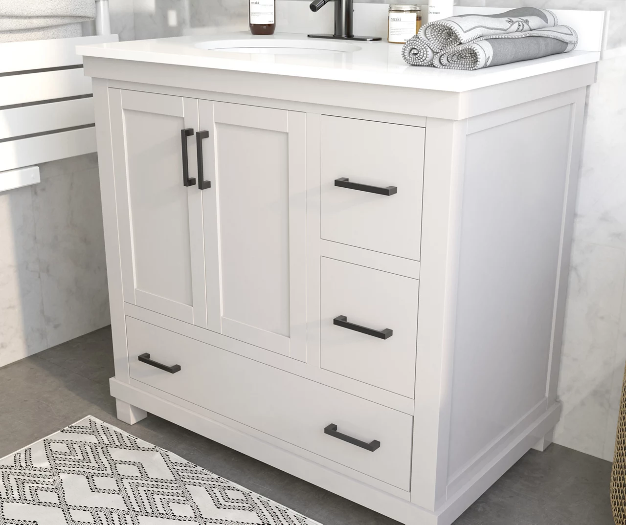 DHP Atwater Living Mills Gray Bathroom Vanity With White Sink 6 DHP Atwater Living Mills Gray Bathroom Vanity With White Sink - Image 4
