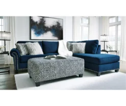 Trendle Blue & Tan Oversize Accent Ottoman -COSCO Store 810612384 4
