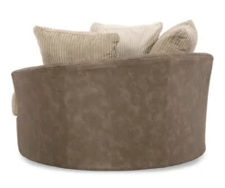 Keskin Brown Faux Leather Oversize Swivel Accent Chair -COSCO Store 810612413 4