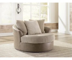 Keskin Brown Faux Leather Oversize Swivel Accent Chair -COSCO Store 810612413 5