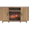 60" Modern Tan Electric Fireplace Console