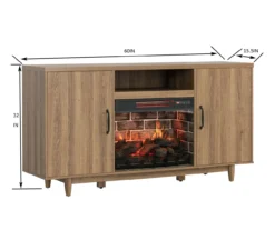60" Modern Tan Electric Fireplace Console -COSCO Store 810617759 A6