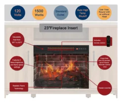 60" Modern Tan Electric Fireplace Console -COSCO Store 810617759 M7