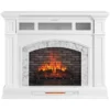 62" White Marble Grand Electric Fireplace Console -COSCO Store 810617766 A0 1