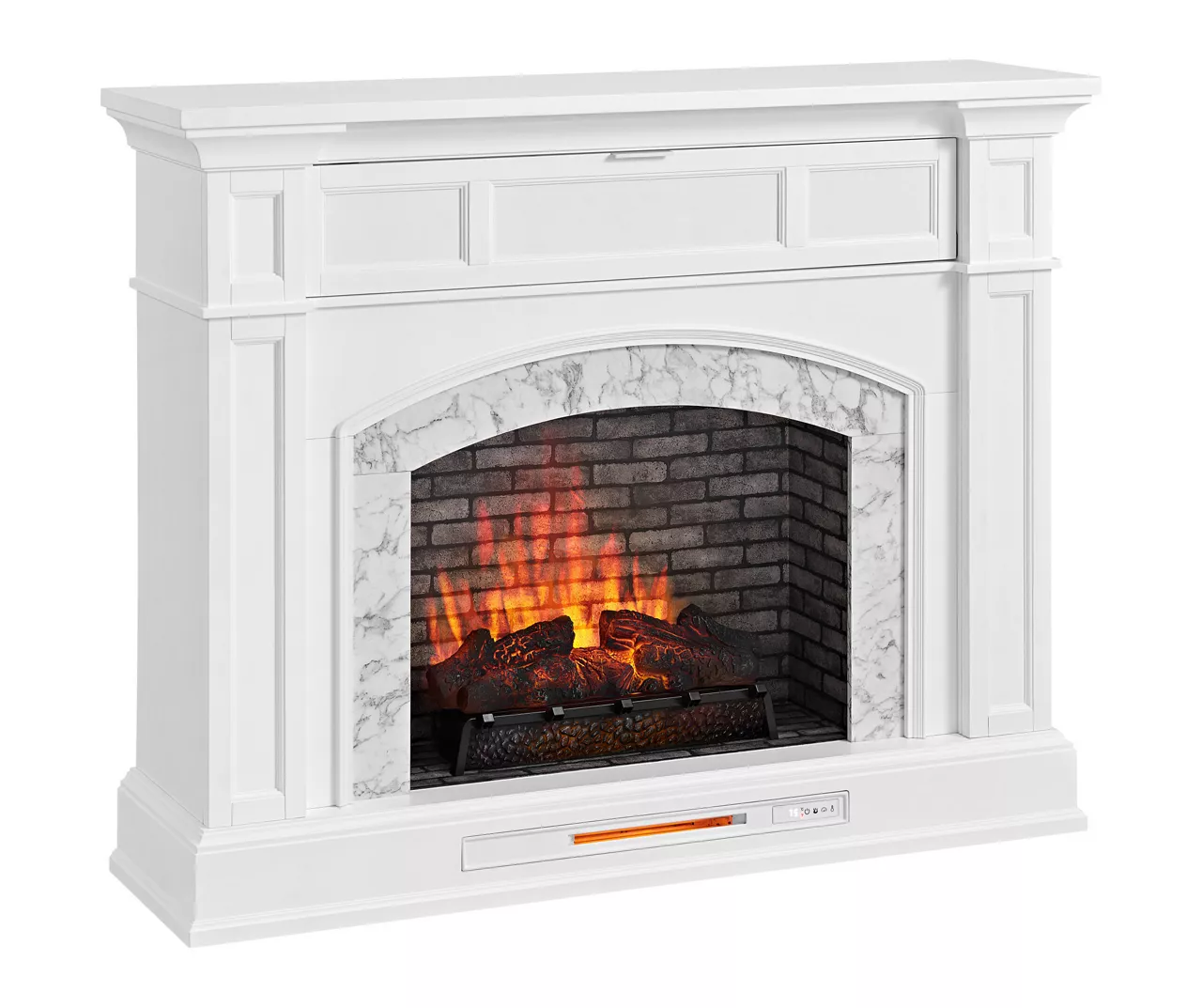 62" White Marble Grand Electric Fireplace Console 8 62" White Marble Grand Electric Fireplace Console - Image 6