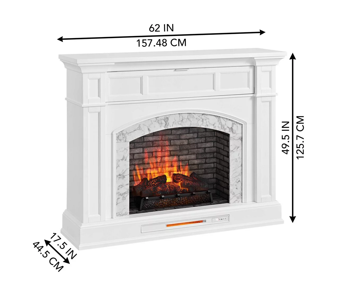 62" White Marble Grand Electric Fireplace Console 14 62" White Marble Grand Electric Fireplace Console - Image 12