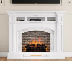 62" White Marble Grand Electric Fireplace Console 15 62" White Marble Grand Electric Fireplace Console -COSCO Store 810617766 B0 1