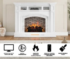62" White Marble Grand Electric Fireplace Console 18 62" White Marble Grand Electric Fireplace Console -COSCO Store 810617766 M7