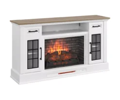 60" White 2-Door Electric Fireplace Console -COSCO Store 810618088 A0 2