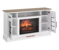 60" White 2-Door Electric Fireplace Console -COSCO Store 810618088 A0 3