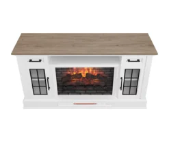 60" White 2-Door Electric Fireplace Console -COSCO Store 810618088 A0 4