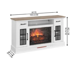 60" White 2-Door Electric Fireplace Console -COSCO Store 810618088 A6
