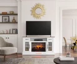 60" White 2-Door Electric Fireplace Console -COSCO Store 810618088 B0 2