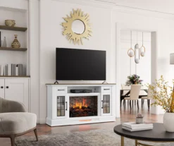 60" White 2-Door Electric Fireplace Console -COSCO Store 810618088 B0 3