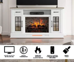 60" White 2-Door Electric Fireplace Console -COSCO Store 810618088 M7