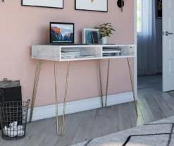 Novogratz Athena Faux Marble 2-Cubby Computer Desk -COSCO Store 810618403 1