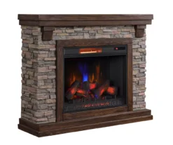 50" Madison Pine & Faux Stone Electric Fireplace -COSCO Store 810620258 A0 2