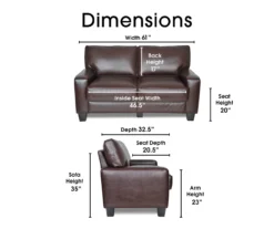 Palisades Chestnut Bonded Leather Loveseat -COSCO Store 810659212 A0 6