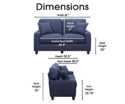 Palisades Navy Blue Loveseat -COSCO Store 810659257 A0 5