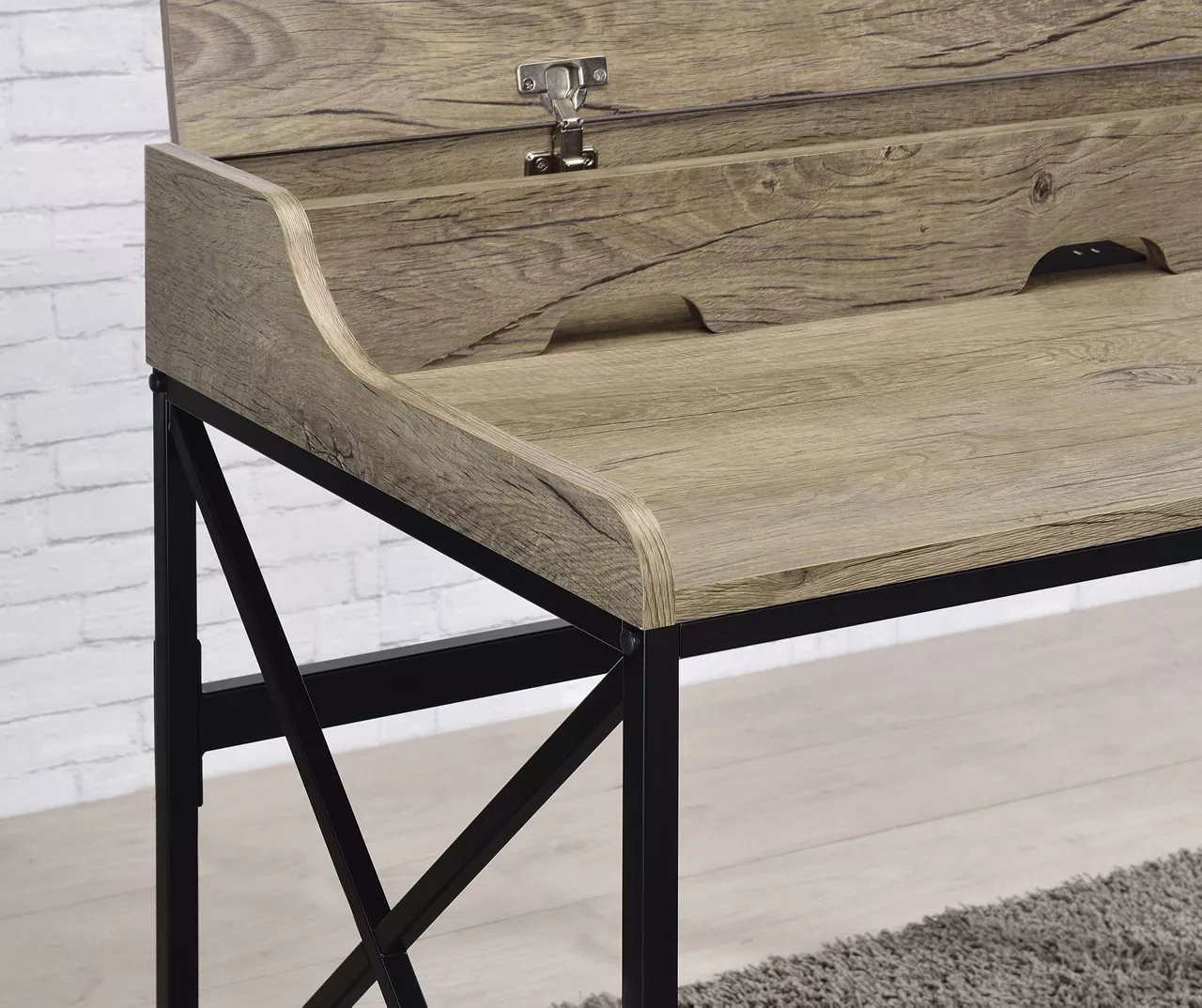 Corday Gray Wood Writing Desk With USB Charing 7 Corday Gray Wood Writing Desk With USB Charing - Image 5