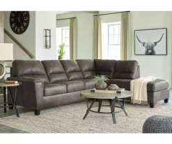 Signature Design By Ashley Navi Smoke Faux Leather Sectional With Right-Facing Chaise -COSCO Store combo760011 3