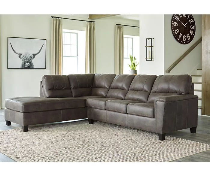 Signature Design By Ashley Navi Smoke Faux Leather Sleeper Sectional With Left-Facing Chaise 4 Signature Design By Ashley Navi Smoke Faux Leather Sleeper Sectional With Left-Facing Chaise - Image 2