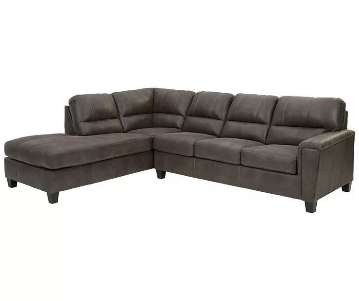 Signature Design By Ashley Navi Smoke Faux Leather Sleeper Sectional With Left-Facing Chaise 3 Signature Design By Ashley Navi Smoke Faux Leather Sleeper Sectional With Left-Facing Chaise