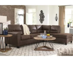 Signature Design By Ashley Navi Chestnut Faux Leather Sectional With Right-Facing Chaise -COSCO Store combo760015 3