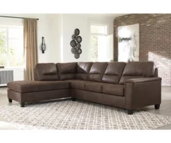 Signature Design By Ashley Navi Chestnut Faux Leather Sleeper Sectional With Left-Facing Chaise -COSCO Store combo760016 2