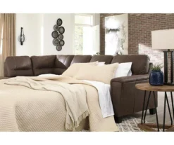Signature Design By Ashley Navi Chestnut Faux Leather Sleeper Sectional With Left-Facing Chaise