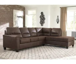 Signature Design By Ashley Navi Chestnut Faux Leather Sleeper Sectional With Right-Facing Chaise -COSCO Store combo760017 2